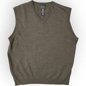 Mercer Street Studio Brown Sweater Vest Pullover 100% Merino Wool Med Academia